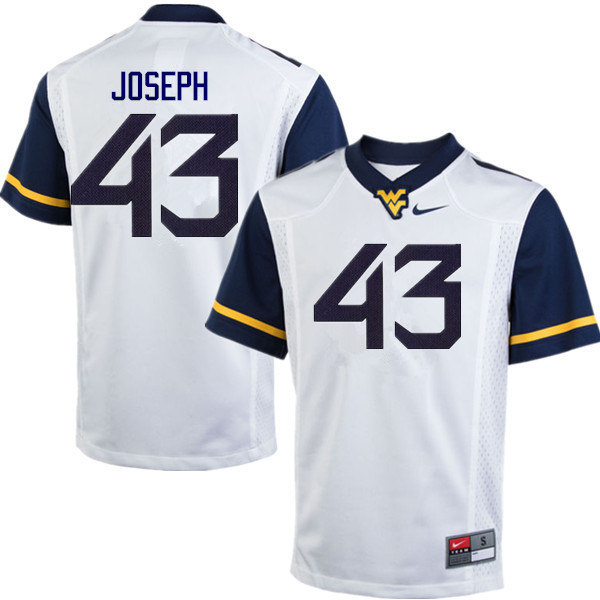 NCAA Men's Drew Joseph West Virginia Mountaineers White #43 Nike Stitched Football College Authentic Jersey PR23W27TZ